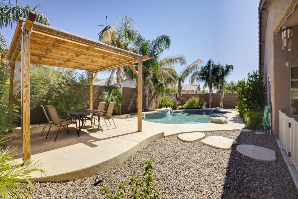 Pool backyard landscape